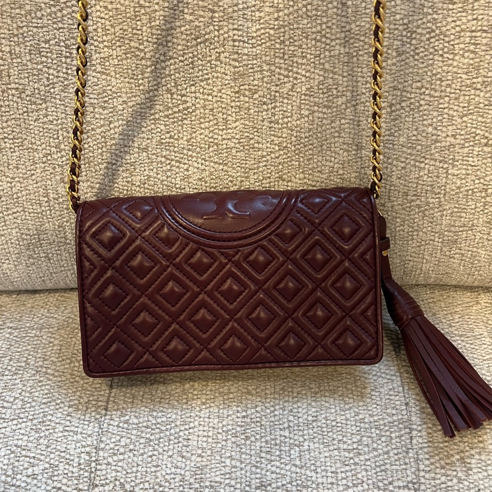 Burgundy Tory Burch Crossbody Bag
